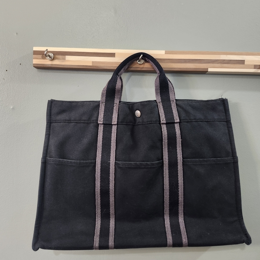 Hermes Paris Fourre Tote Navy with Gray Stripes
